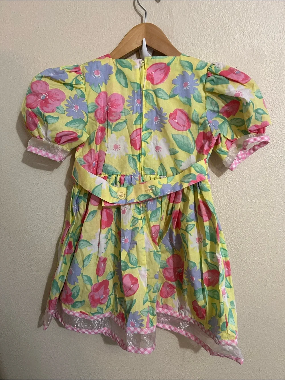Rachel’s Kids Dress Size 6x Yellow Floral Girls' Vintage Puff sleeve